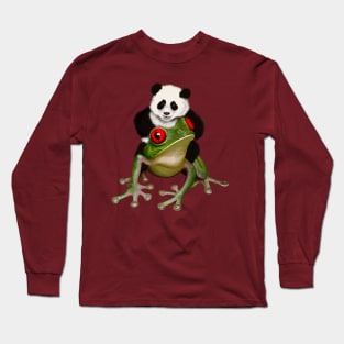 Tiny Panda Riding a Frog Long Sleeve T-Shirt
